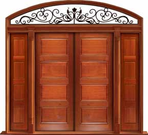 horizontal 4 panel: door in frame